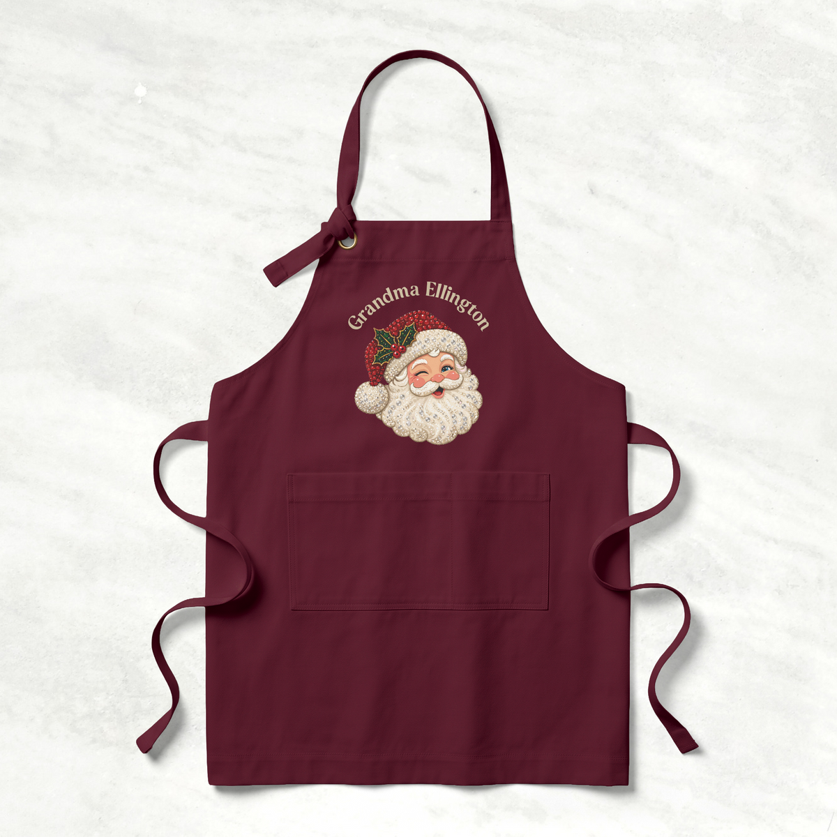 Personalized Vintage Santa Christmas Apron | Custom Text Holiday Gift
