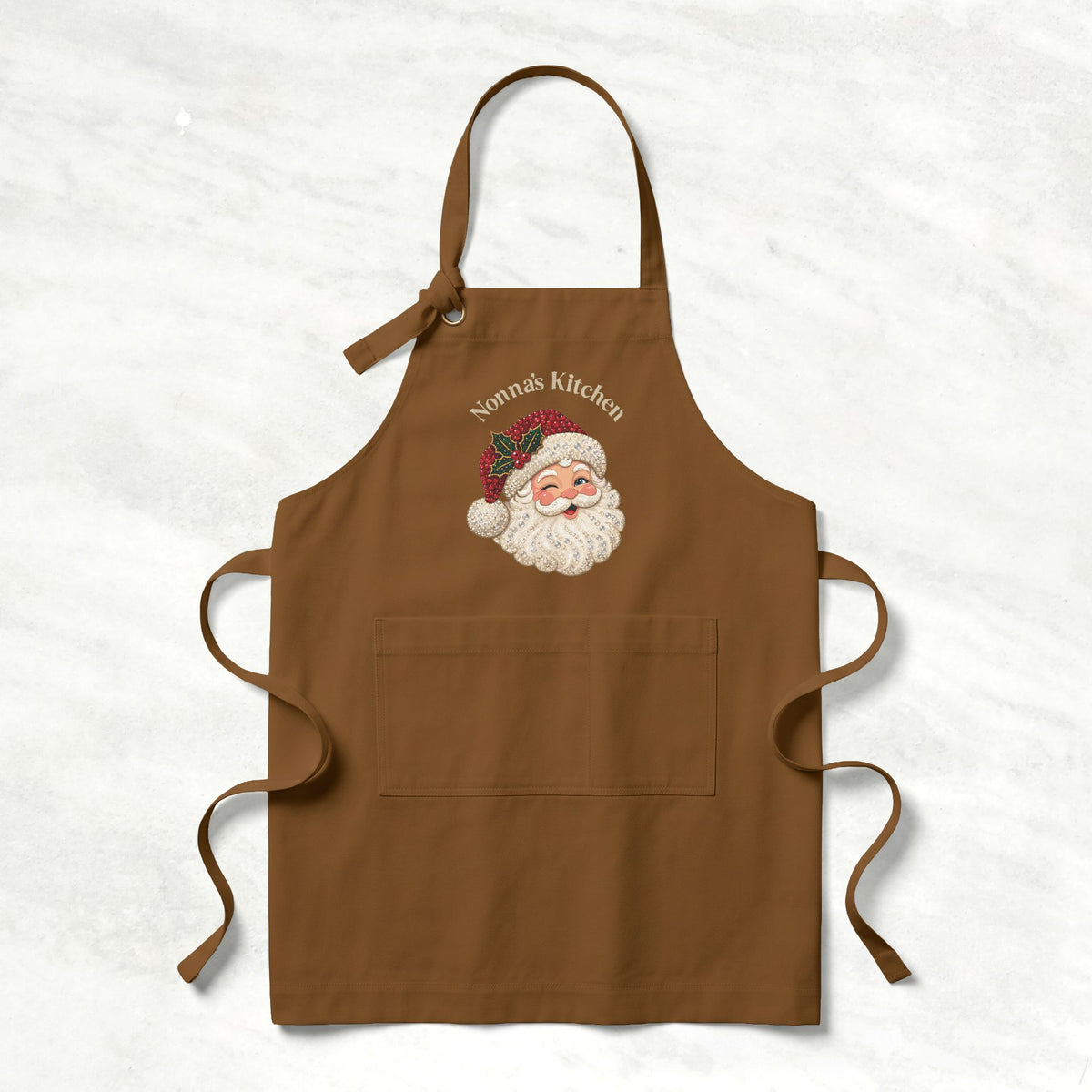 Personalized Vintage Santa Christmas Apron | Custom Text Holiday Gift