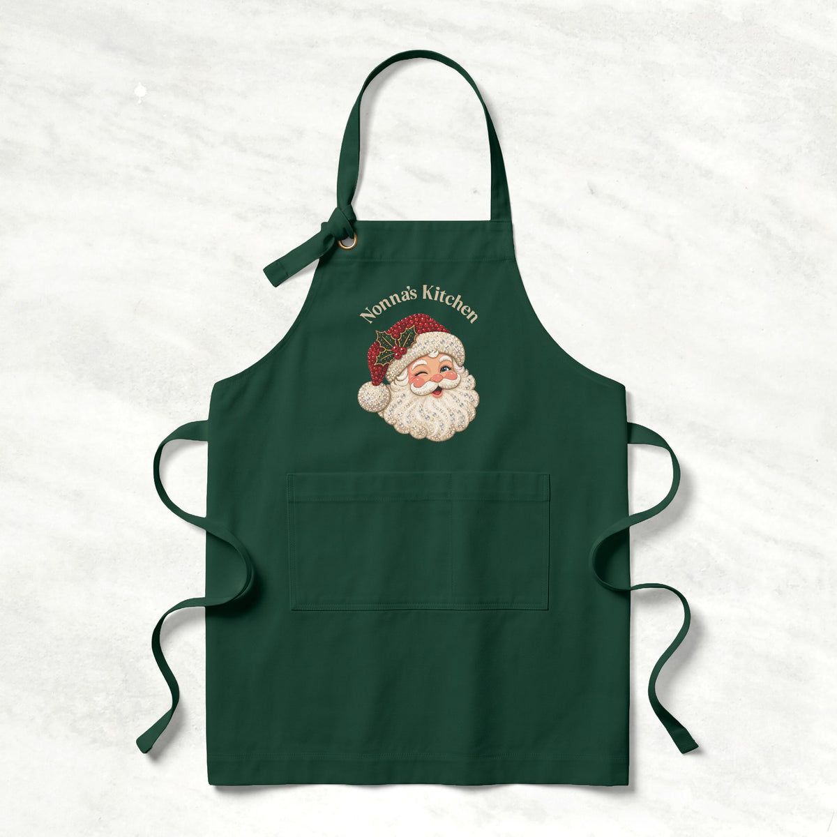 Personalized Vintage Santa Christmas Apron | Custom Text Holiday Gift
