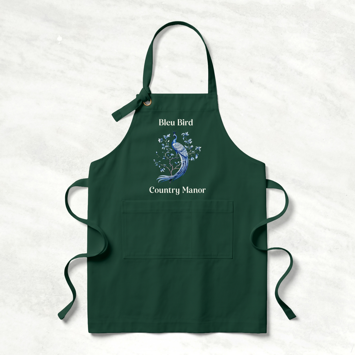 Customizable Blue Peacock House Merch Apron