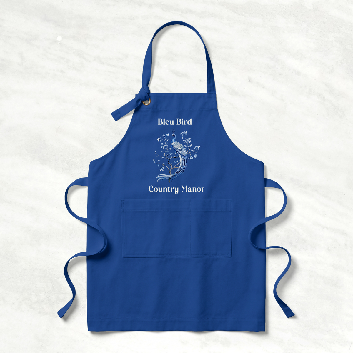Customizable Blue Peacock House Merch Apron