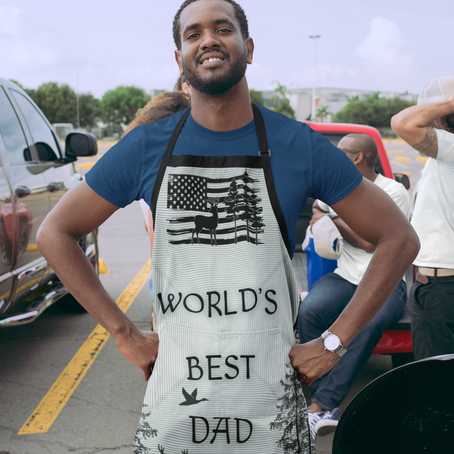 World's Best Dad Black and White Hunting Themed Apron