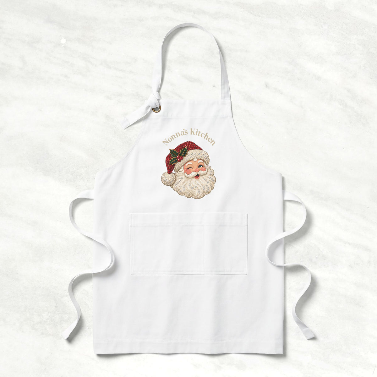 Personalized Vintage Santa Christmas Apron | Custom Text Holiday Gift