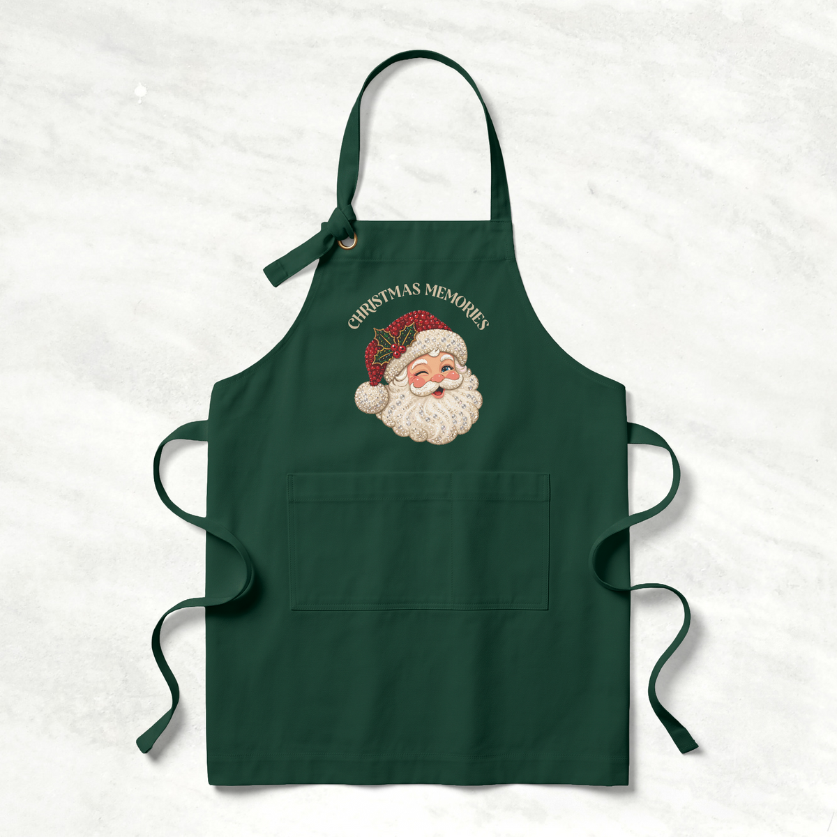 Personalized Vintage Santa Christmas Apron | Custom Text Holiday Gift