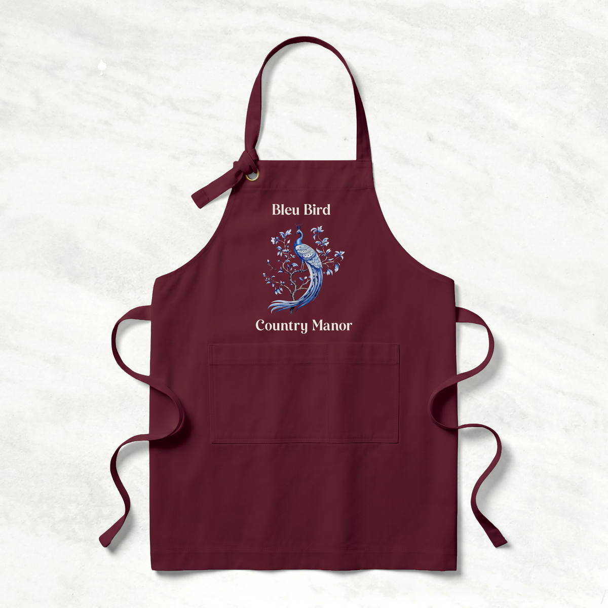 Customizable Blue Peacock House Merch Apron