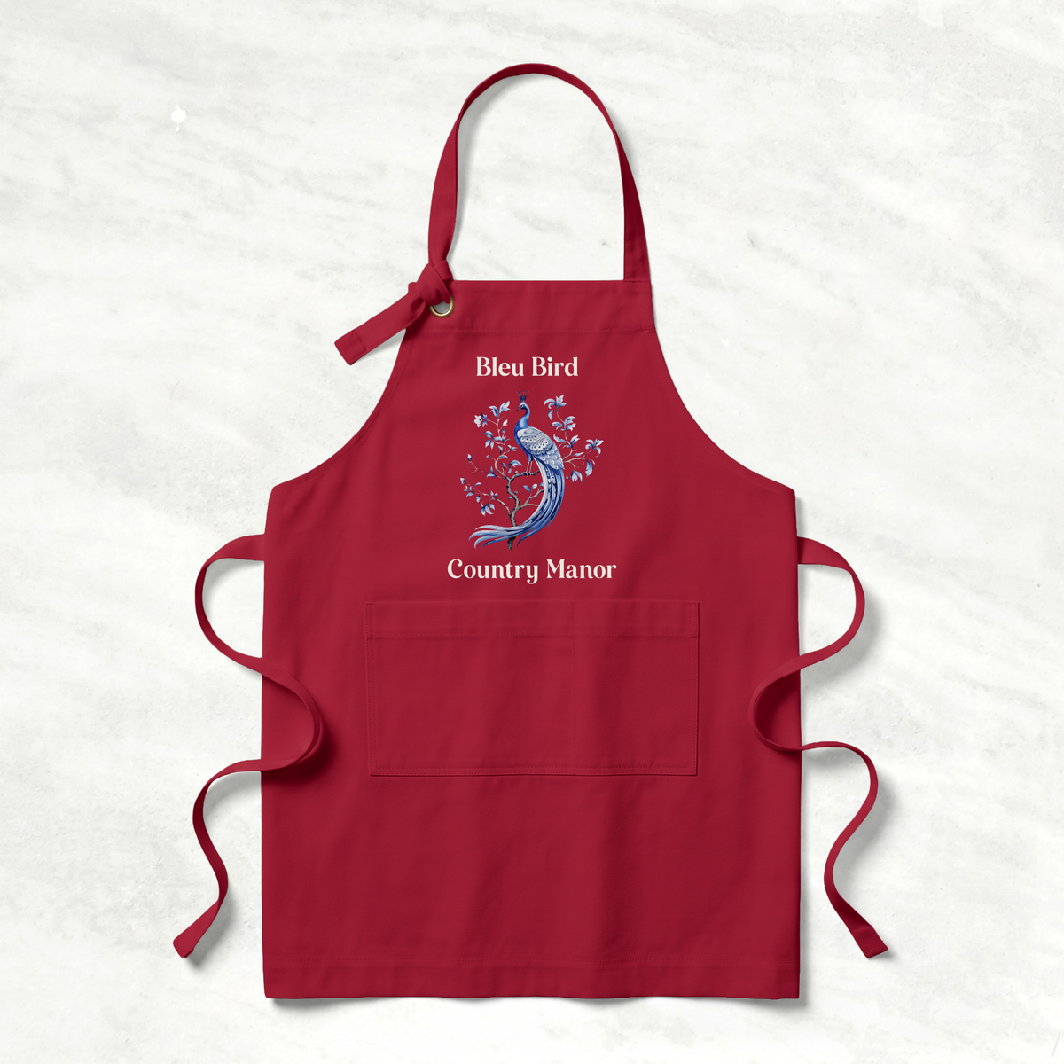 Customizable Blue Peacock House Merch Apron