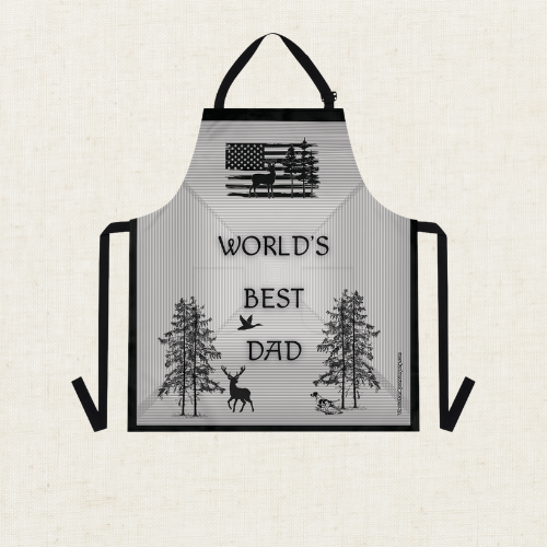 World's Best Dad Black and White Hunting Themed Apron