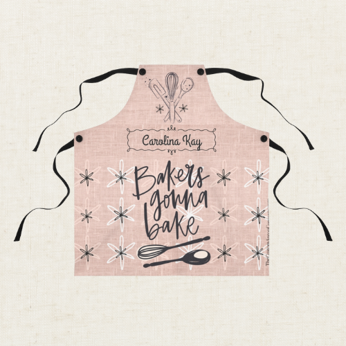 🍰 Personalized “Bakers Gonna Bake” Apron – Retro Style, Custom Name Gift for Bakers