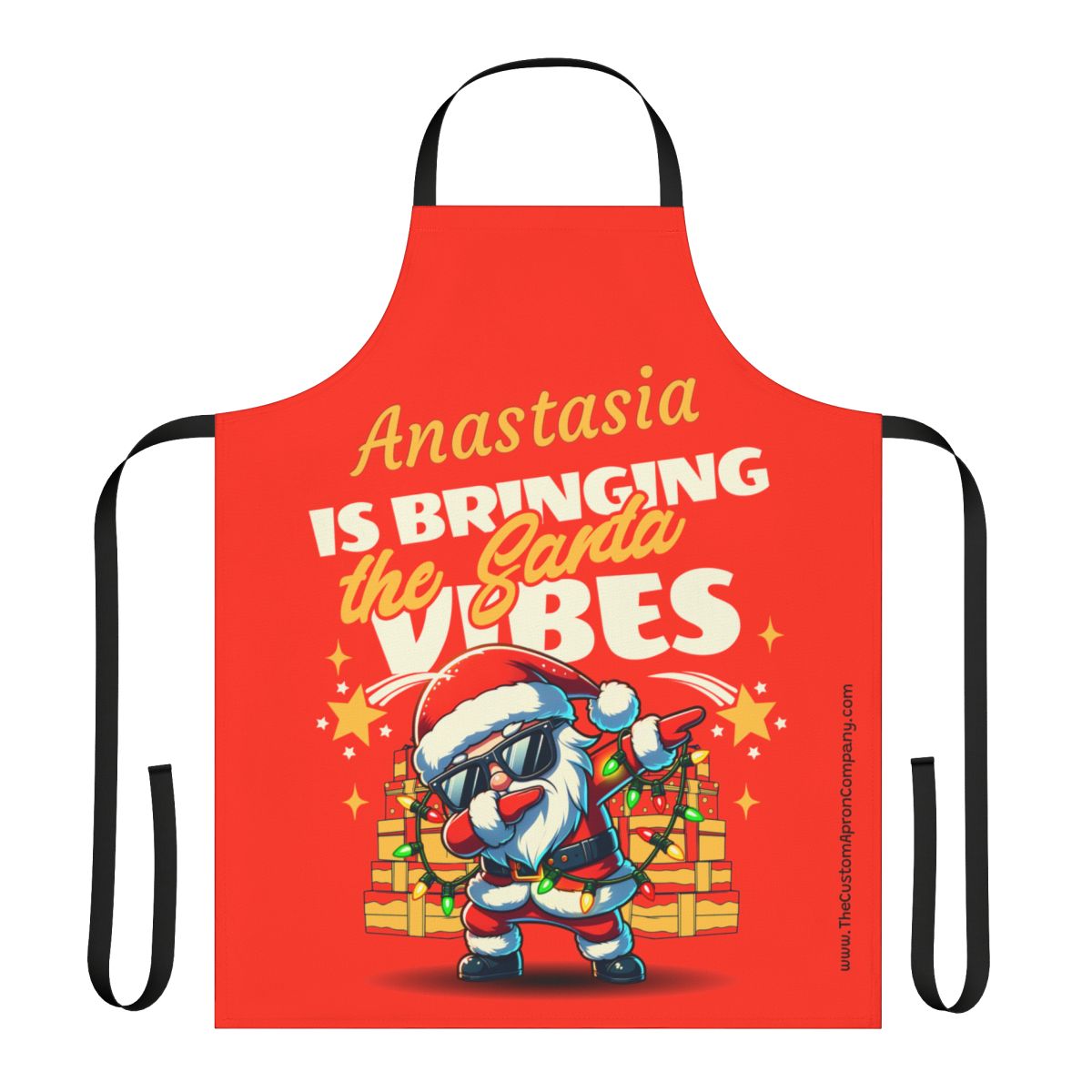 Custom Red Retro Santa Christmas Apron