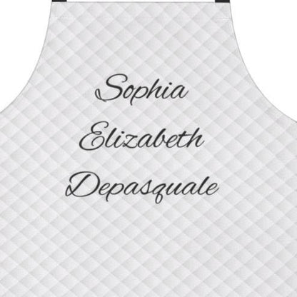 Custom Name White and Black Quilted Look Paisley Apron