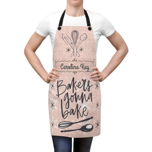 🍰 Personalized “Bakers Gonna Bake” Apron – Retro Style, Custom Name Gift for Bakers