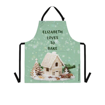 Custom Name -Loves To Bake- Christmas Gingerbread House Apron