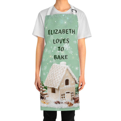 Custom Name -Loves To Bake- Christmas Gingerbread House Apron