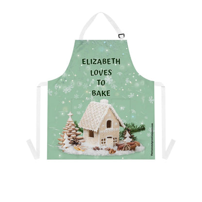 Custom Name -Loves To Bake- Christmas Gingerbread House Apron