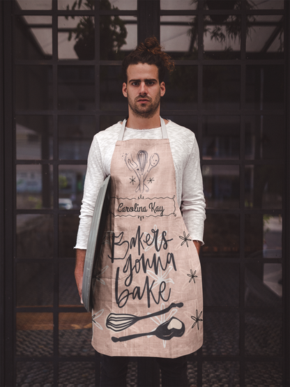 🍰 Personalized “Bakers Gonna Bake” Apron – Retro Style, Custom Name Gift for Bakers
