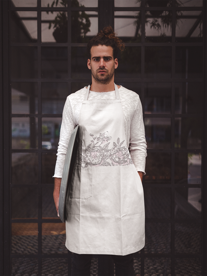 Vintage Inspired Black, White and Pink Chinoiserie Floral Apron for Her