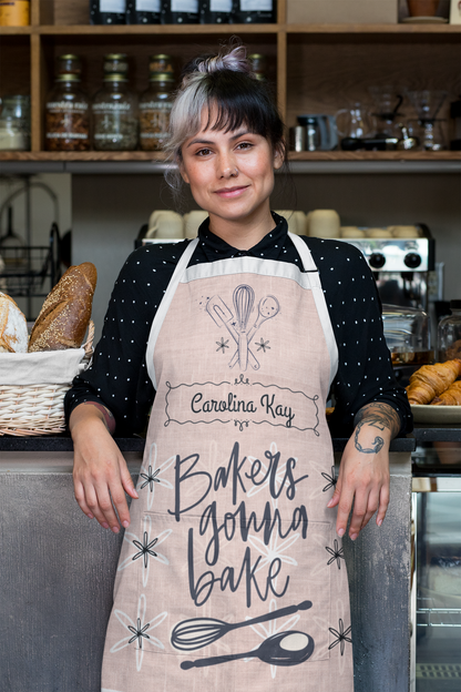 🍰 Personalized “Bakers Gonna Bake” Apron – Retro Style, Custom Name Gift for Bakers