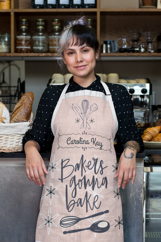 🍰 Personalized “Bakers Gonna Bake” Apron – Retro Style, Custom Name Gift for Bakers